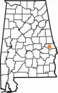 Map of Alabama with the county lines drawn out, Agricultural Economics is highlighted.