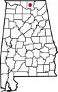 Map of Alabama with the county lines drawn out, Urban Affairs Administration is highlighted.