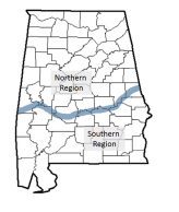 TimberMart-South reporting regions in Alabama.
