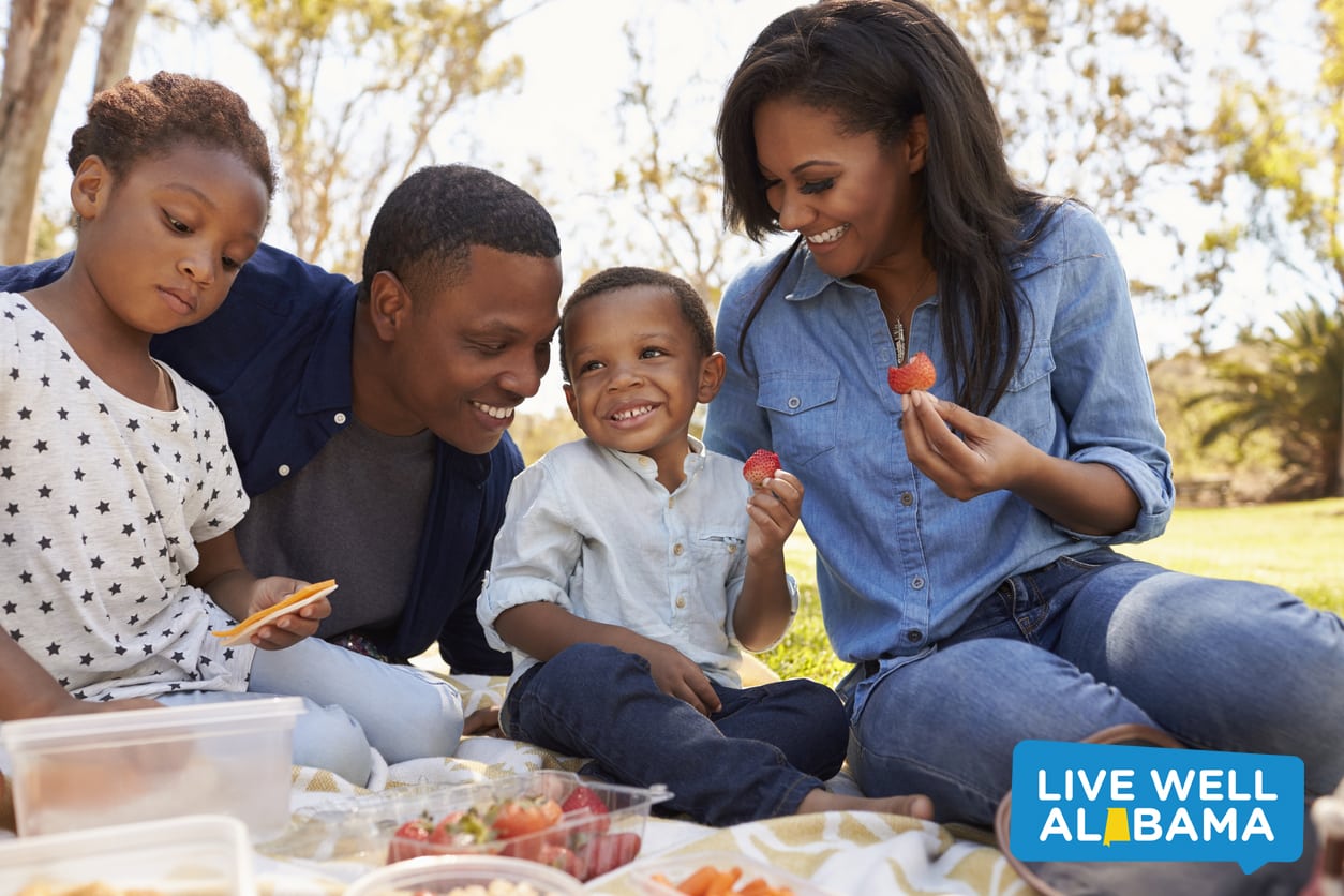 Family Enjoying Summer Picnic In Park Together