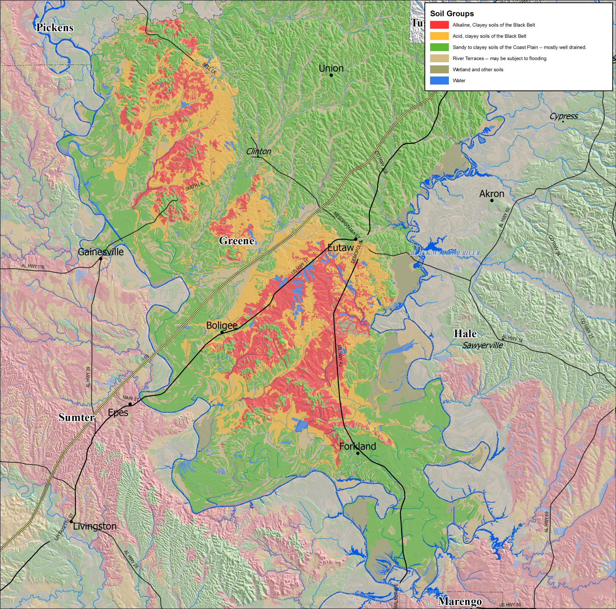 Greene County soil group map