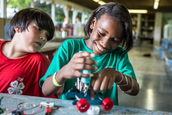 4-H members working on a project 