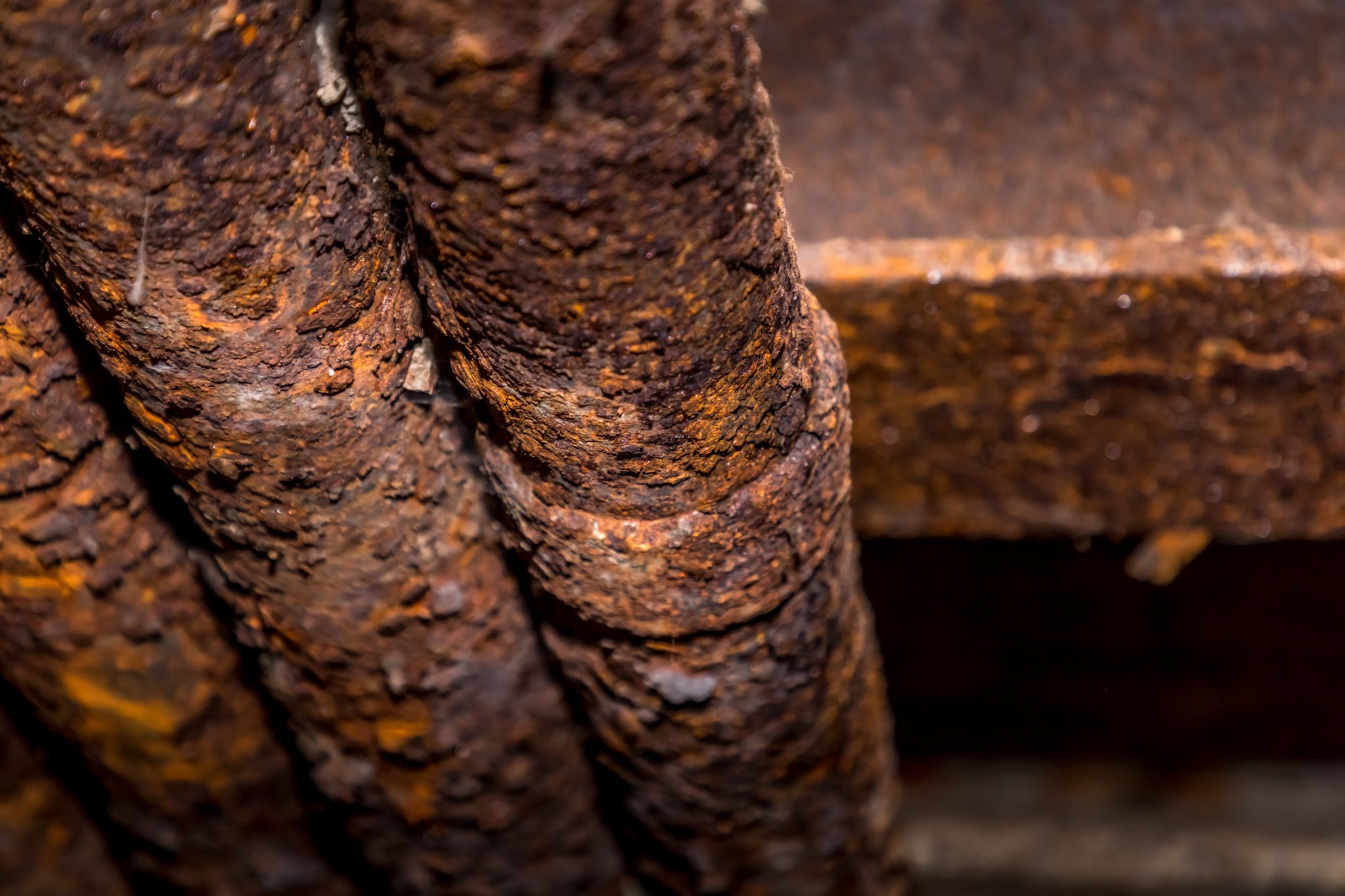 High Angle View Of Rusty Pipes
