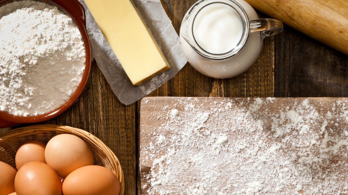 Alabama 4-H Bake Off; image of eggs, flour, butter for baking