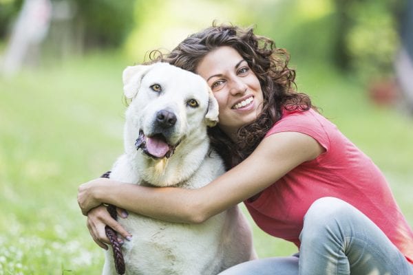 Young Woman with Dog