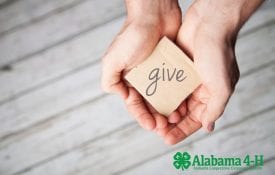 Alabama 4-H Foundation gifts-in-kind; person holding out hands