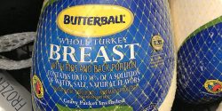 Frozen turkey breast in packaging