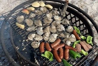 Grilling oysters