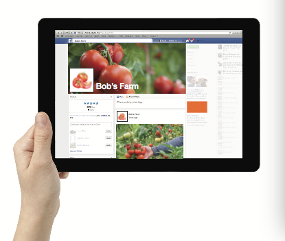 Image of a farms Facebook page shown on a tablet.