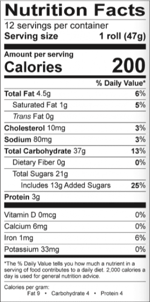 Nutrition Facts label example.