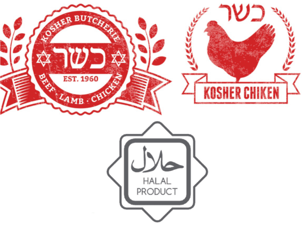 Logos for Halal and Kosher products