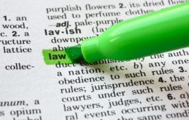The word law highlighted in a dictionary.