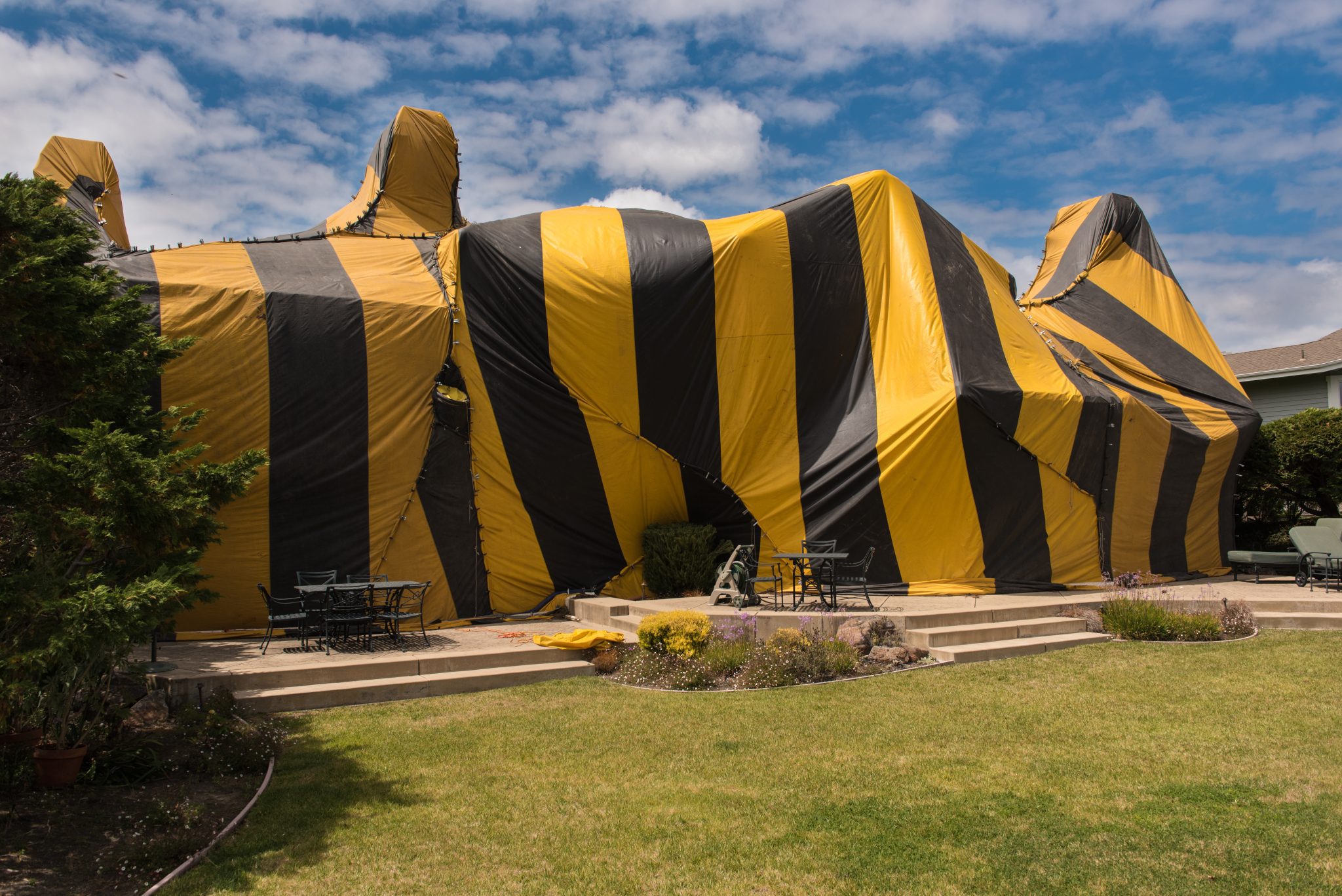 A house being fumigated.
