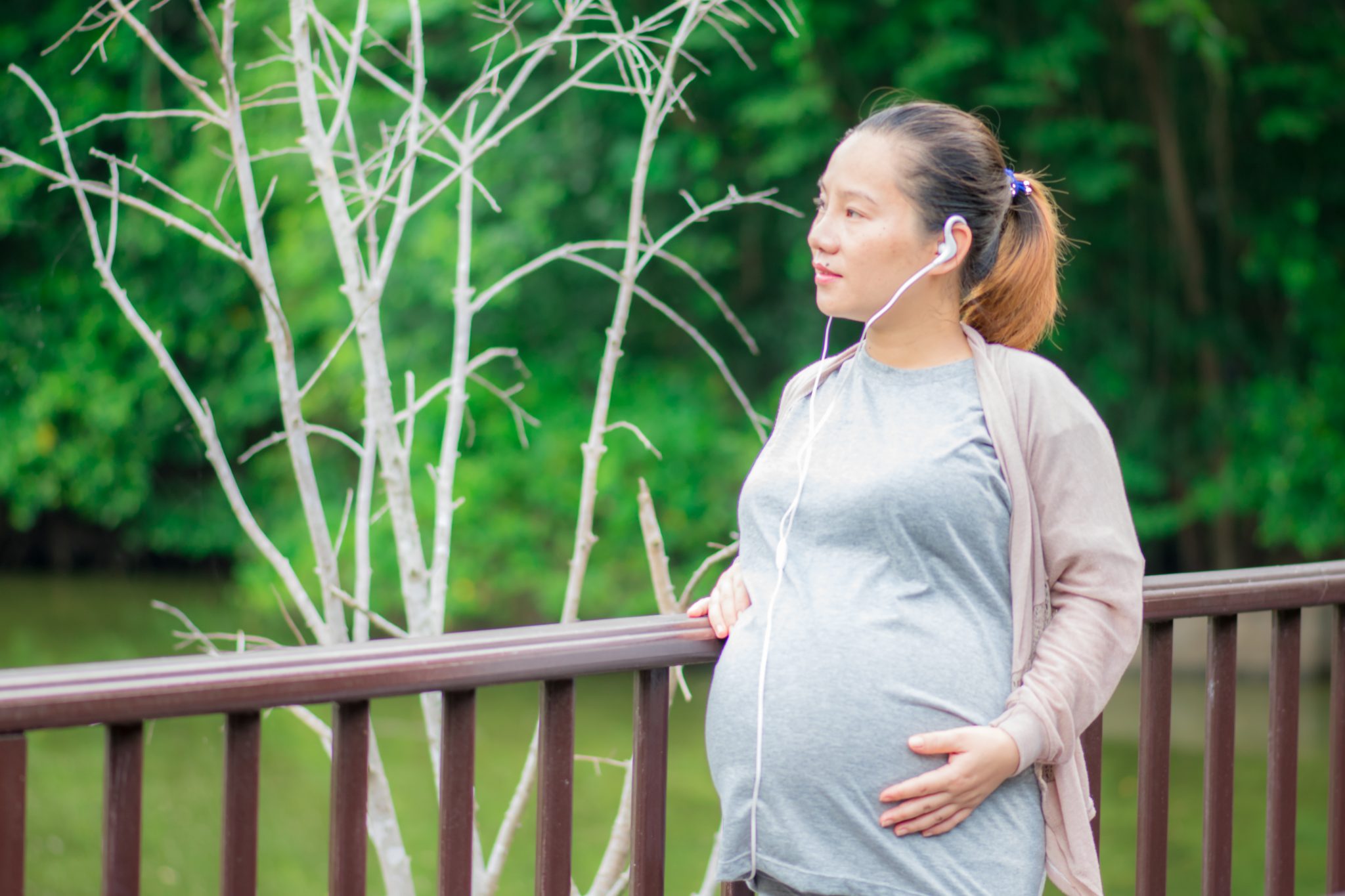 Pregnant woman walking