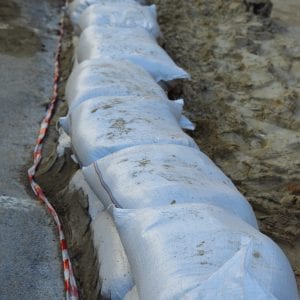 Sandbags to protect land from flooding