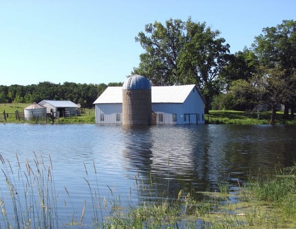Flooded grain building