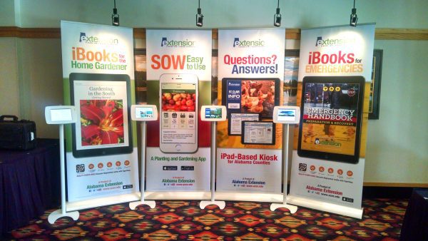 Alabama Extension products displayed on promotional banners.