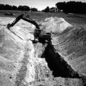 Figure 15. Excavation of cutoff trench below base of pond dam.