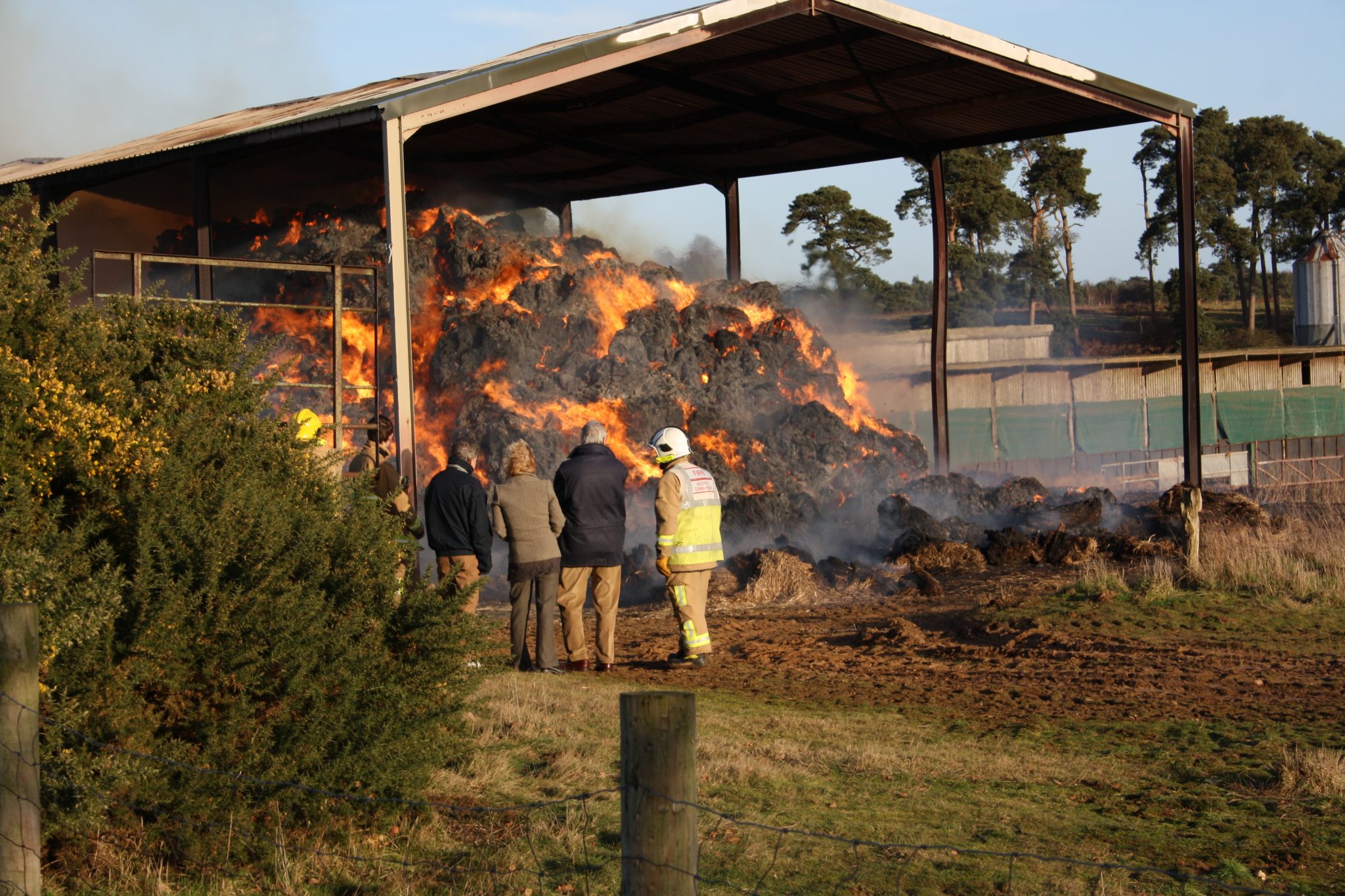 Hay barn fire