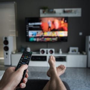 Remote Control with Television in living room