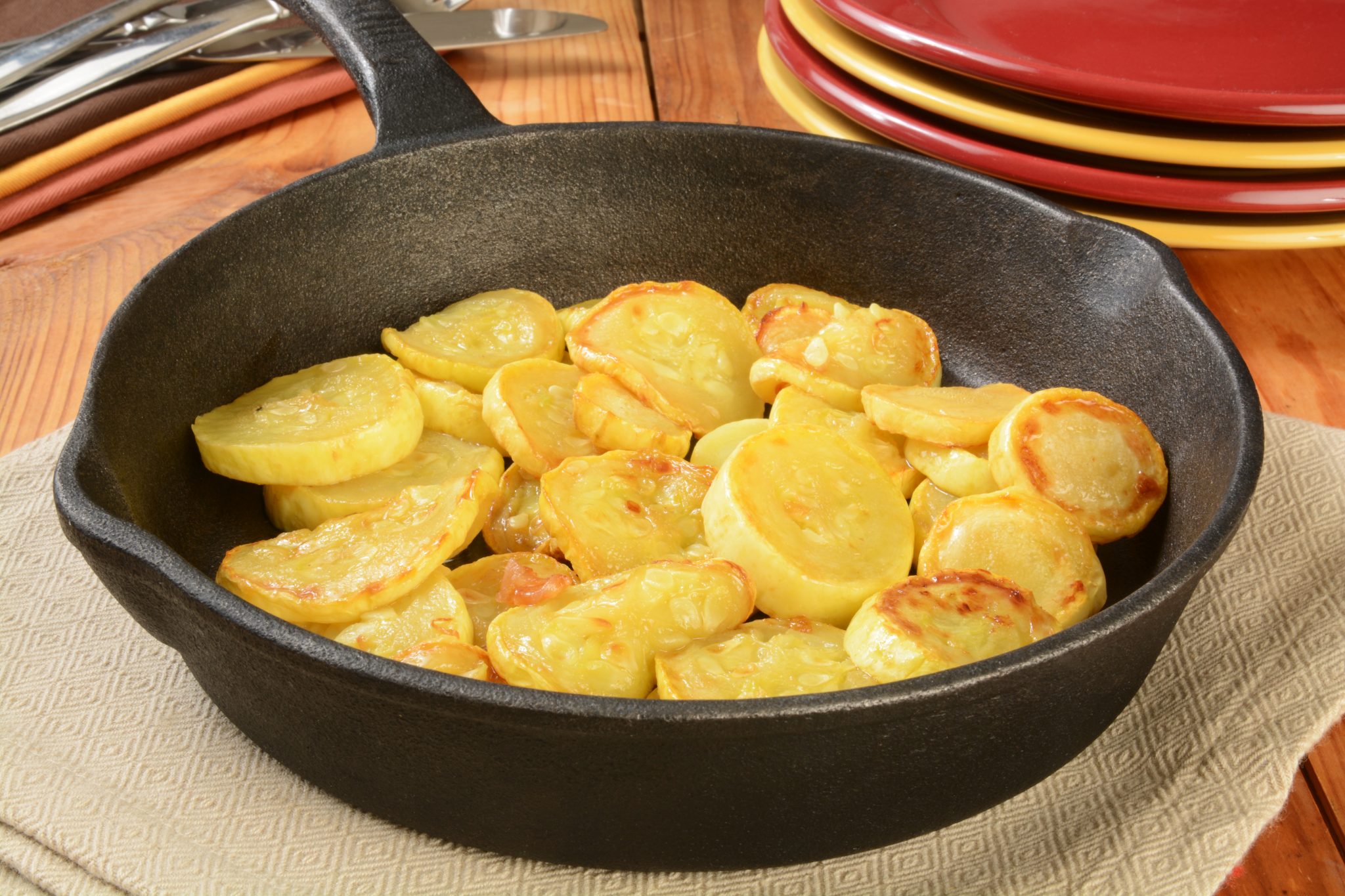 summer squash in the pan