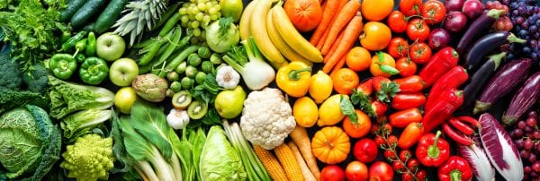 Assortment of fresh fruits and vegetables