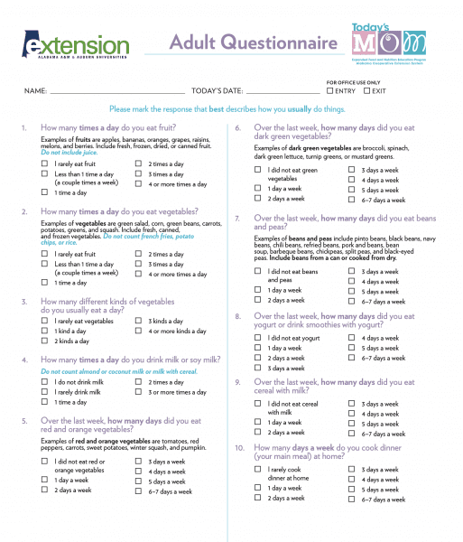 Image of FCS-2065 A Closer Look Todays Mom Survey Form