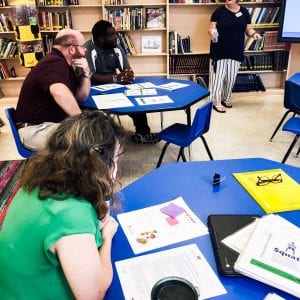 Conecuh and Covington County SNAP-Ed educator, Debbie Beverly works with teachers at Conecuh County Junior High School as part of the SNAP-Ed intervention, Quest for Healthy Schools.