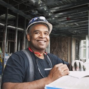 Mixed race worker on construction site