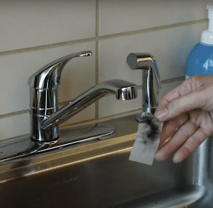 Sanitize the water tap with rubbing alcohol.