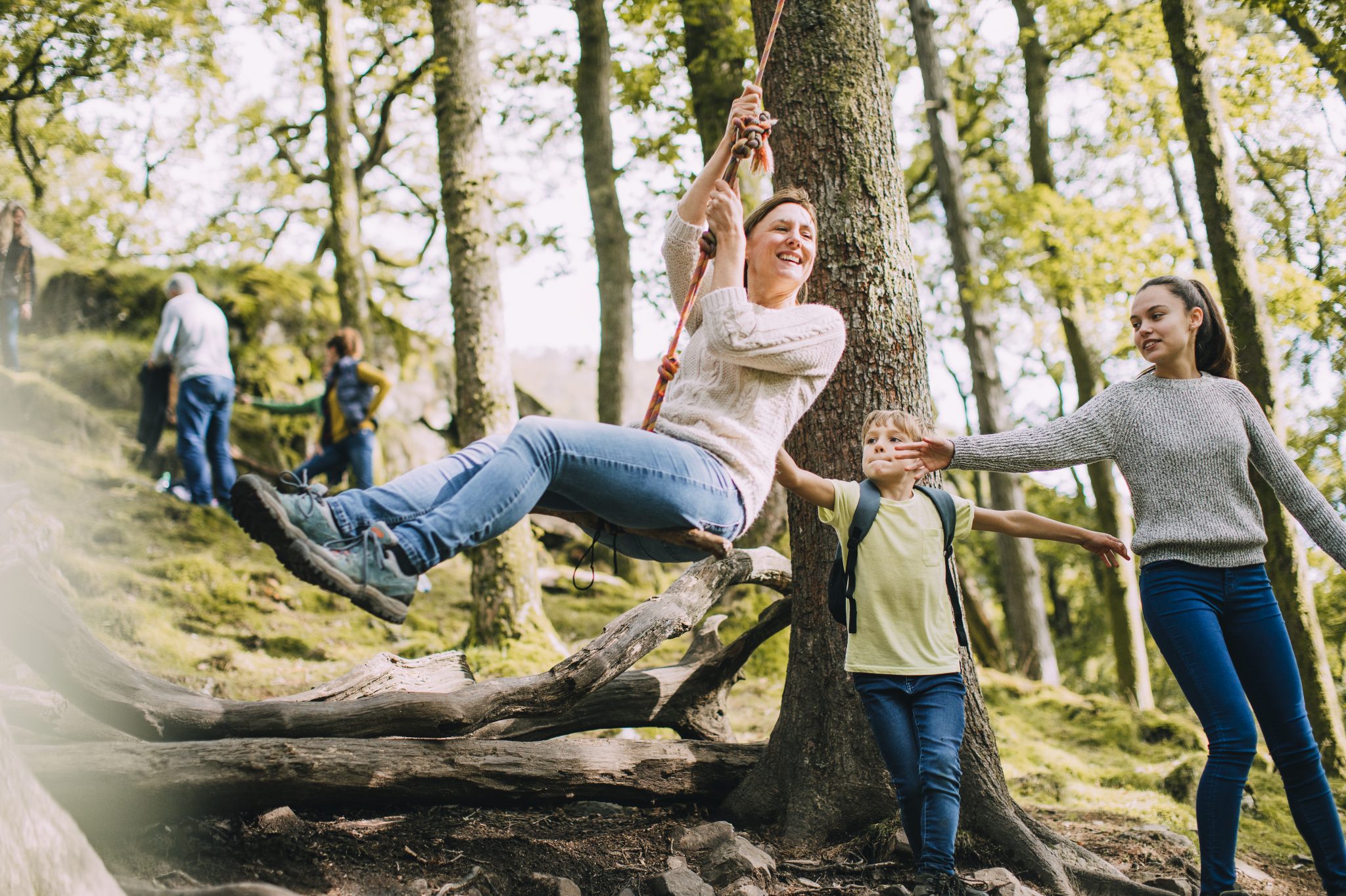 Pushing Mum on the Rope Swing
