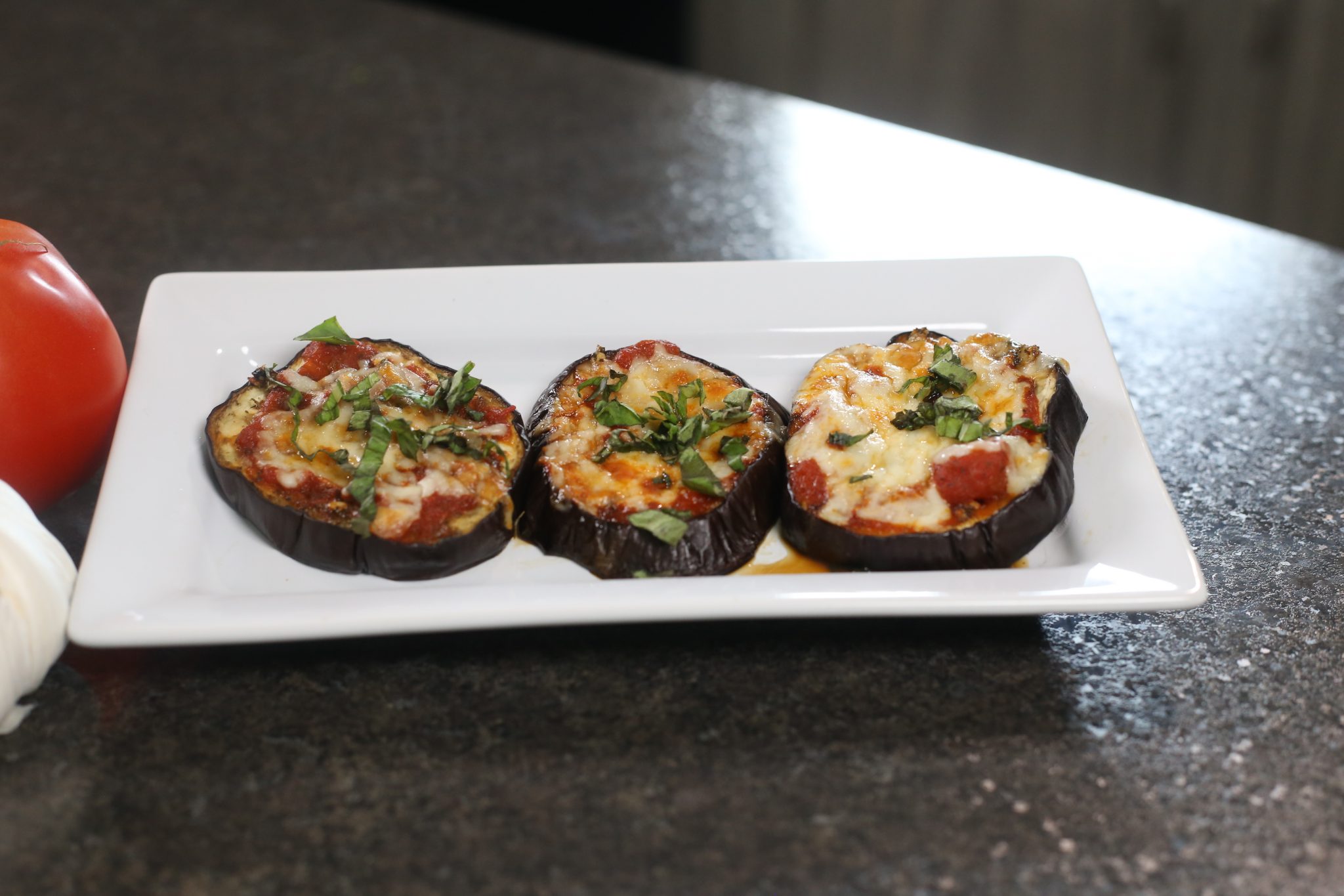 Eggplant, food on white plate