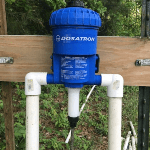 Water-powered piston pumps are very accurate and often used in greenhouse and small acreage operations.