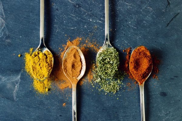Spices on spoons
