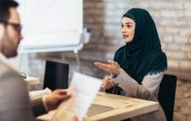 Young Muslim woman at a job interview