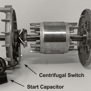 Figure 6a. Start capacitor connected to a centrifugal switch fixed on the rotor .