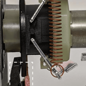 Figure 6b. When the motor is turning below 75 percent of total speed, the switch is closed , and the start capacitor can energize the motor.