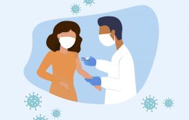 Illustrated person getting a vaccine