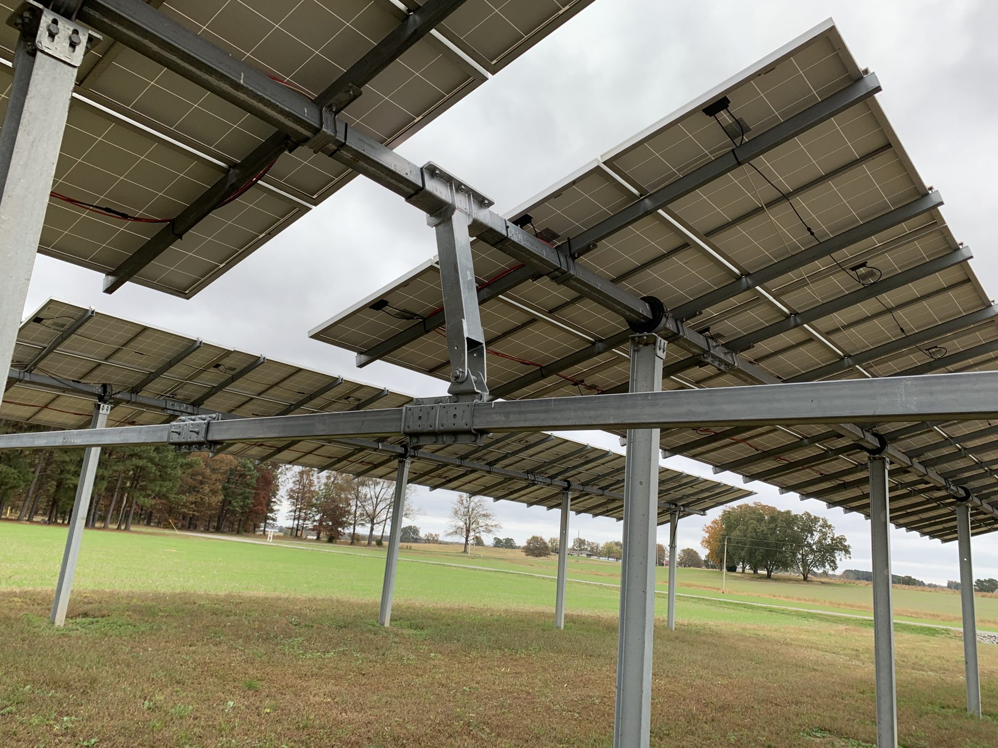 Figure 2. Fixed-mount PV panel array, single-axis tracking PV array.