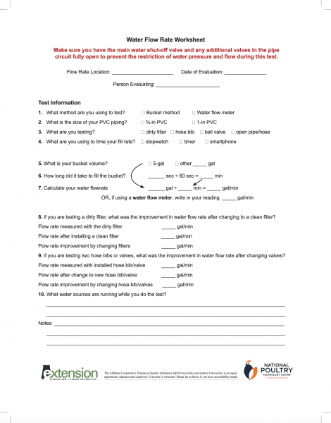 Water Flow Rate Worksheet