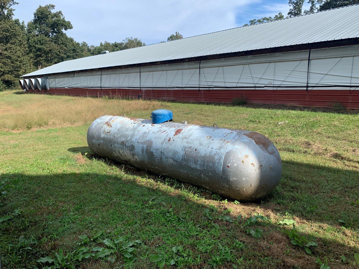 Fuel tank outside a chicken house