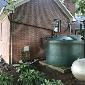 Figure 13. Rainwater harvesting tank with downspouts and first flush diverter