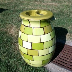 Figure 8. Smaller decorative ceramic rain barrel with filter