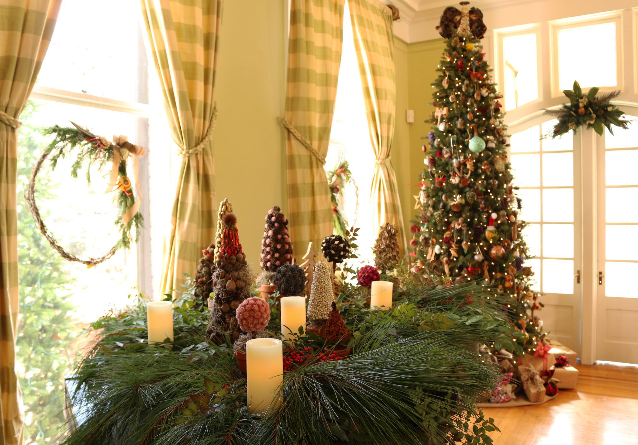 holiday decorations with outdoor materials