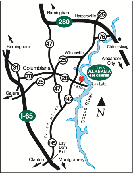 Map that shows the 4-H Center