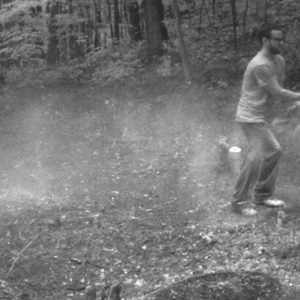 Figure 6c. This series of images demonstrates the process of planting a small 1/8-acre remote plot only accessible by foot. A backpack sprayer of glyphosate was used to kill existing vegetation. A soil test was taken, and bagged lime was applied by hand and raked in. Seed was distributed using a hand-spreader. White ladino clover and chicory were selected for the moist, shaded site and because small-seeded varieties are well-suited for no-till planting. This plot, though small, was productive and frequently visited by deer.