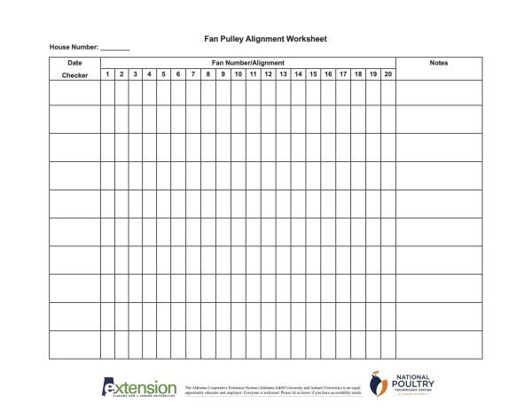 Fan Pulley Alignment Worksheet