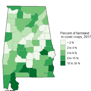 Map of Cover Crop Rates in Alabama