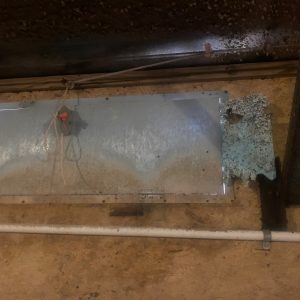 Figure 3: The insulation in this inlet door is almost totally disintegrated by darkling beetles.