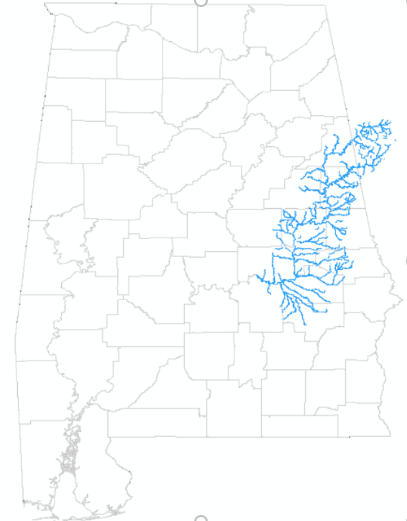 Map featuring Tallapoosa River Basin streams. Map Credit: Sydney Zinner